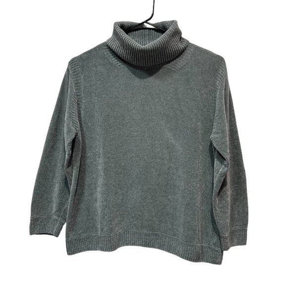 Lafayette 148 Women’s 100% Silk Sweater Turtleneck Gray Size XL Soft Winter - Picture 1 of 9